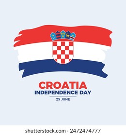 Croatia Independence Day poster vector illustration. Grunge Croatia flag icon. Paintbrush Croatian flag symbol. Template for background, banner, card. June 25 every year. Important day