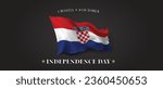 Croatia independence day vector banner, greeting card. Croatian wavy flag in 8th of October patriotic holiday horizontal design with realistic flag