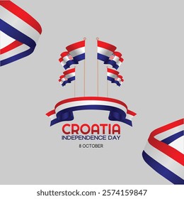 Croatia independence day vector banner, greeting card. Croatia Independence Day 08th October Illustration. 