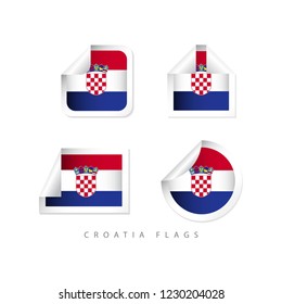 Croatia Label Flags Vector Template Design Illustration