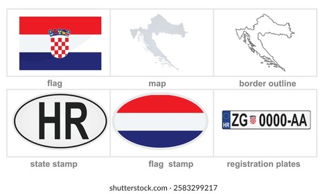 Croatia labels set. vector illustration