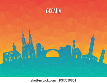 Croatia Landmark Global Travel And Journey paper background. Vector Design Template.used for your advertisement, book, banner, template, travel business or presentation