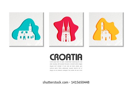 Croatia Landmark Global Travel And Journey paper background. Vector Design Template.used for your advertisement, book, banner, template, travel business or presentation.