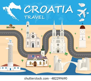 Croatia Landmark Global Travel And Journey Infographic Vector Design Template.vector