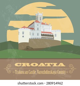 Croatia landmarks. Retro styled image. Vector illustration