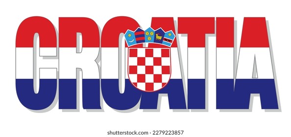 Croatia Lettering Reflection of the Flag. Vector illustration isolated, eps