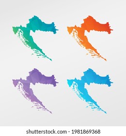 Croatia Low Poly Map Clip Art Design. Geometric Polygon Graphic National Icon. Vector Illustration Symbol.