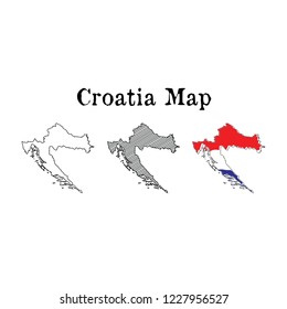 Croatia Map. 3 map styles.