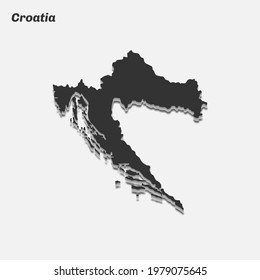 Croatia map 3d silhouette. Vector illustration.