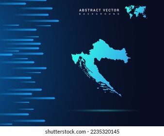 Croatia map with abstract blue background technology.
