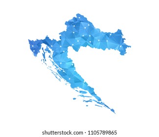 Croatia Map - Abstract geometric rumpled triangular low poly style gradient graphic on white background , line dots polygonal design for your . Vector illustration eps 10.