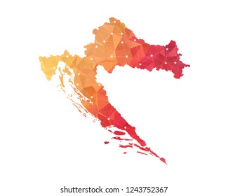 Croatia Map - Abstract geometric rumpled triangular low poly style gradient graphic on white background , line dots polygonal design for your . Vector illustration eps 10.
