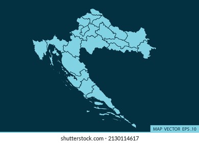 Croatia map ,Abstract mash line and point scales on dark background for your web site design map logo, app, ui ,Travel. Vector illustration eps 10.