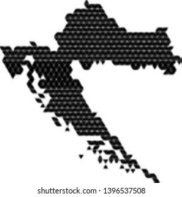 Croatia map abstract schematic from black triangles repeating pattern geometric background with nodes. Vector illustration.
