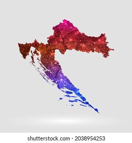Croatia map background in polygonal style. Vector illustration low poly colorful Croatia map of isolated. Vector EPS 10.