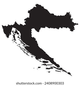 Croatia map. Map of Croatia in black color