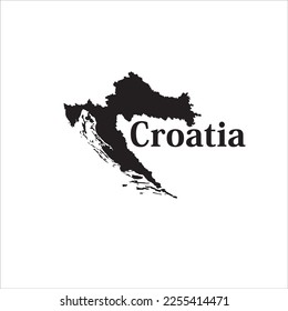 Croatia map and black lettering design on white background