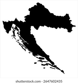 Croatia Map - black World Map International vector template with High detailed isolated on white background - Vector