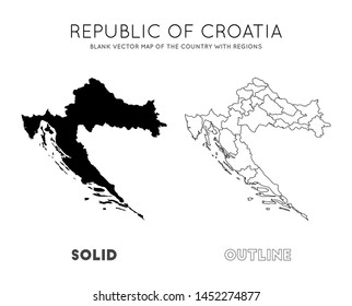 Croatia map. Blank vector map of the Country with regions. Borders of Croatia for your infographic. Vector illustration.