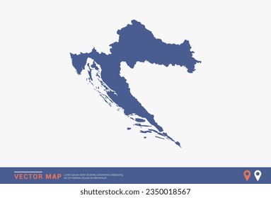 Croatia Map - blue abstract style isolated on white background for infographic, design vector.