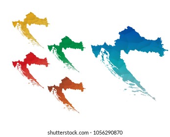 Croatia map - blue geometric rumpled triangular low poly style gradient graphic background , polygonal design for your . Vector illustration eps 10.
