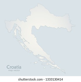 Croatia map blue white paper 3D vector