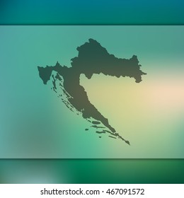 Croatia map. Blurred background with silhouette of Croatia map. Vector silhouette of Croatia map