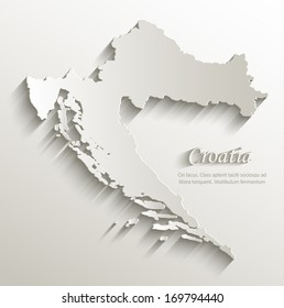 Croatia map card paper 3D natural vector