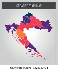 mapa croatia, mapa colorido en vector