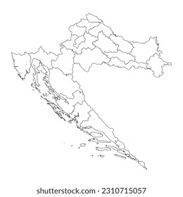 Croatia map with counties. Vector illustration.