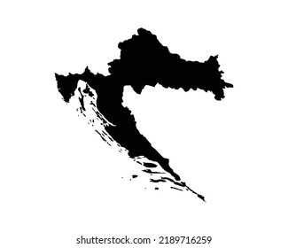 Croatia Map. Croatian Country Map. Black and White National Outline Geography Border Boundary Shape Territory EPS Vector Illustration Clipart