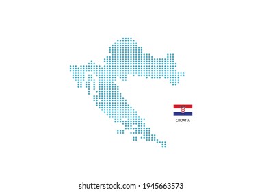 Croatia map design blue circle, white background with Croatia flag.