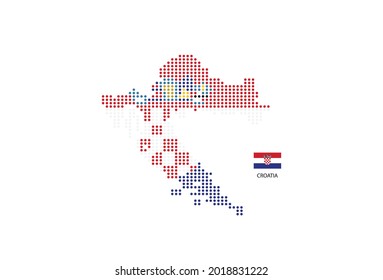 Croatia map design by color of Croatia flag in circle shape, White background with Croatia flag. svg