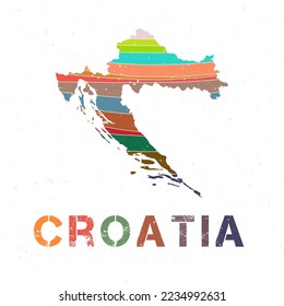Croatia map design. Shape of the country with beautiful geometric waves and grunge texture. Captivating vector illustration.