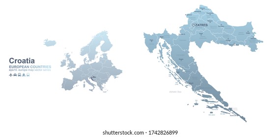 croatia map. european country vector map series.