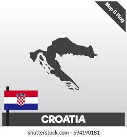 croatia map and flag with flat style and dark color eps.10