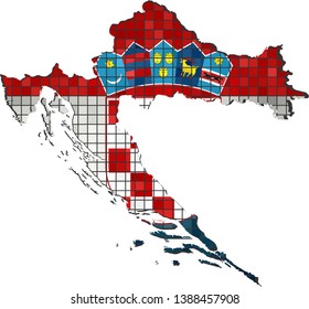 Croatia map with flag inside - Illustration, 
Abstract grunge mosaic vector