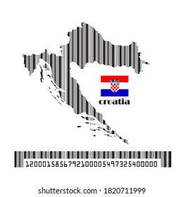 marca de mapa croatia hecha código de barras, ilustración vectorial.