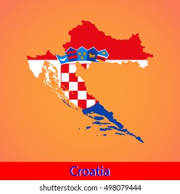 Croatia map flag on a orange background
