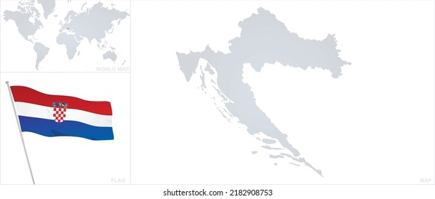 Croatia map and flag. vector