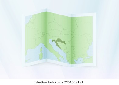 Croatia map, folded paper with Croatia map. Vector illustration.