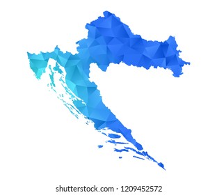 Croatia map in geometric blue polygonal style modern design on white background. Vector illustration.