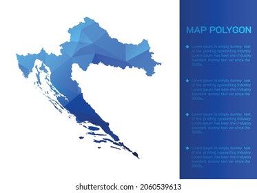 Croatia map in geometric blue polygonal style modern design on white background. Vector illustration map in geometric blue polygonal style modern design on white background. Vector illustration.