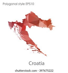 Croatia map in geometric polygonal style.Abstract gems triangle,modern design background.