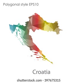 Croatia map in geometric polygonal style.Abstract gems triangle,modern design background.