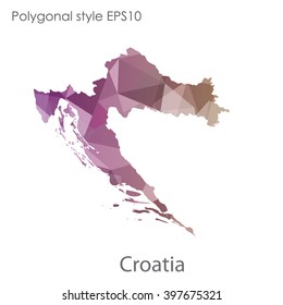 Croatia map in geometric polygonal style.Abstract gems triangle,modern design background.