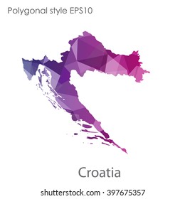Croatia map in geometric polygonal style.Abstract gems triangle,modern design background.