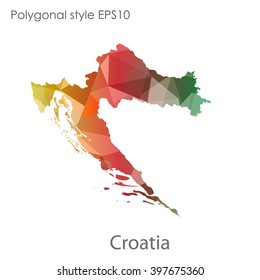 Croatia map in geometric polygonal style.Abstract gems triangle,modern design background.