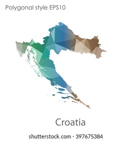 Croatia map in geometric polygonal style.Abstract gems triangle,modern design background.