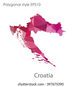 Croatia map in geometric polygonal style.Abstract gems triangle,modern design background.